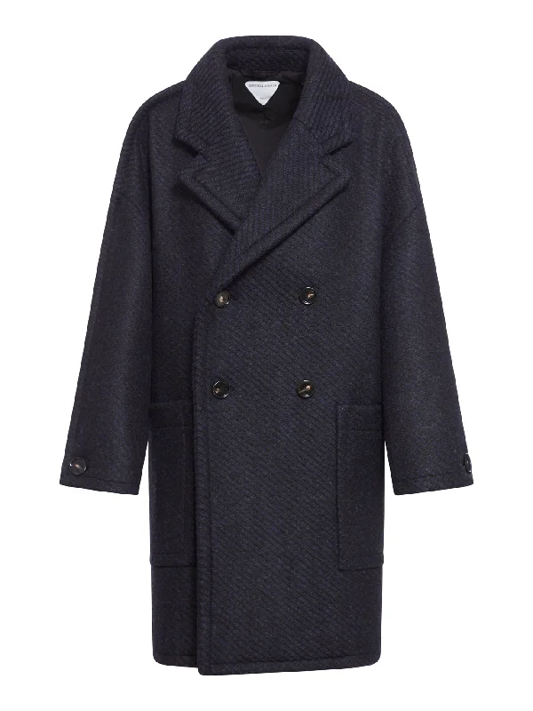 BI-COLOUR DIAGONAL WOOL COAT