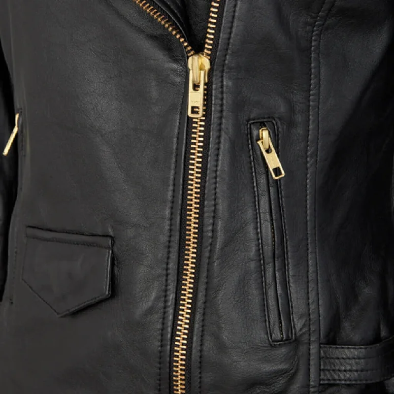 Lamb Gloving Biker Jacket in Black