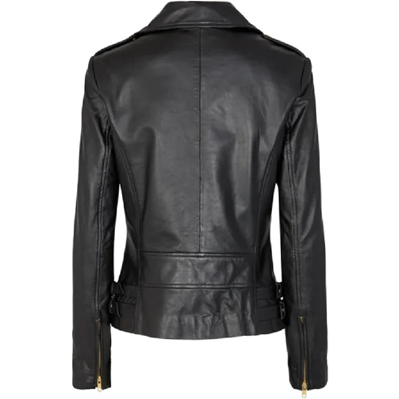 Lamb Gloving Biker Jacket in Black