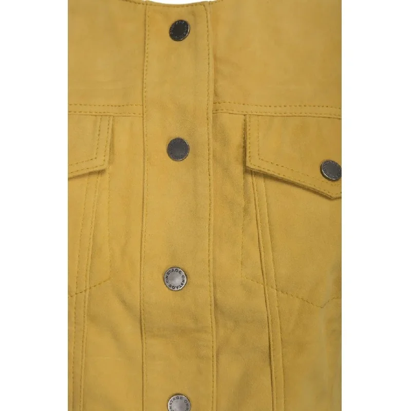 Women's Yellow Suede Leather Jacket | Vibrant Outerwear