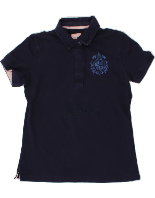 JOULES Womens Graphic Polo shirt UK 8 Small Navy Blue Cotton