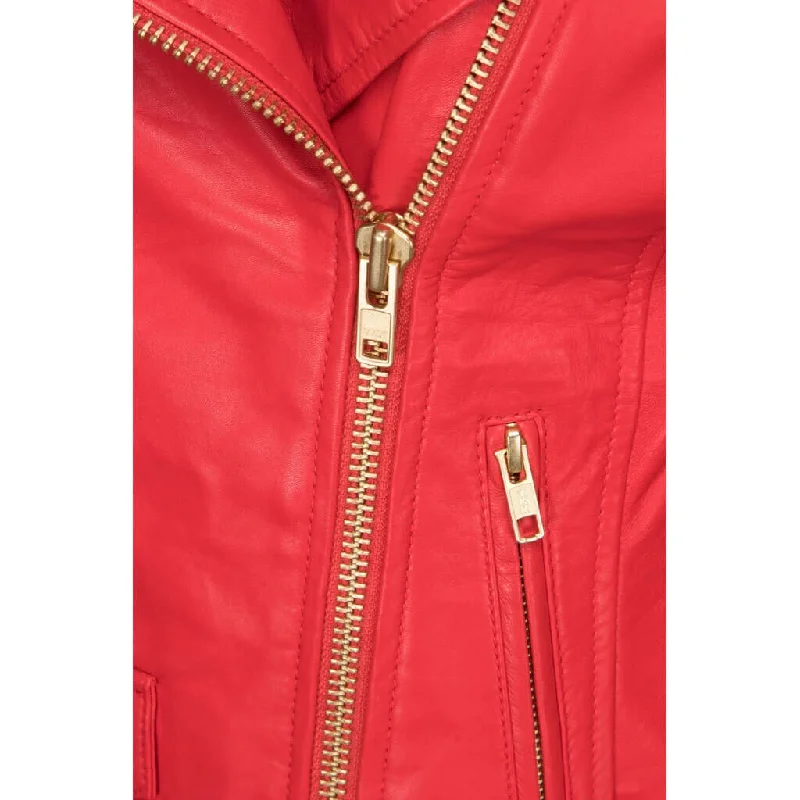 Lamb Gloving Biker Lollipop Jacket in Red