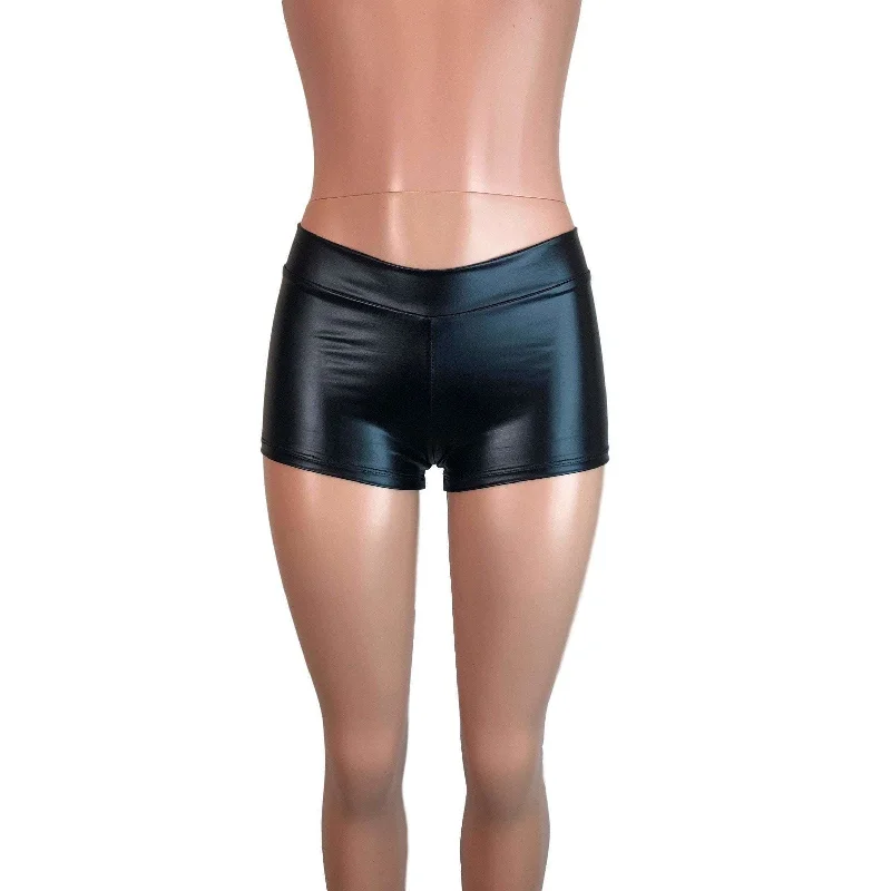 Low Rise Booty Shorts - Black Metallic 