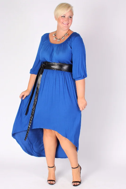 Flowy High Low Dress - Blue